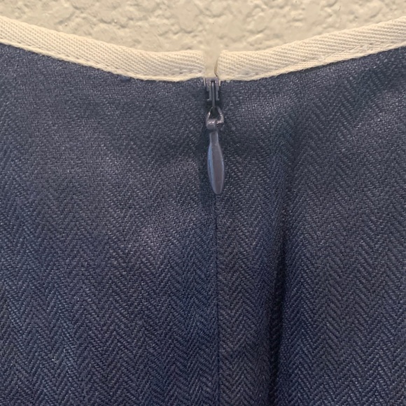 NWT J.Crew Herringbone Linen Dress Navy Blue Ivory/White 2 - Picture 5 of 8